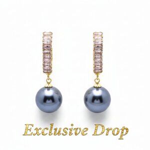 Gray Pearl Round Drop Earrings for Women| Patterson Jewelry